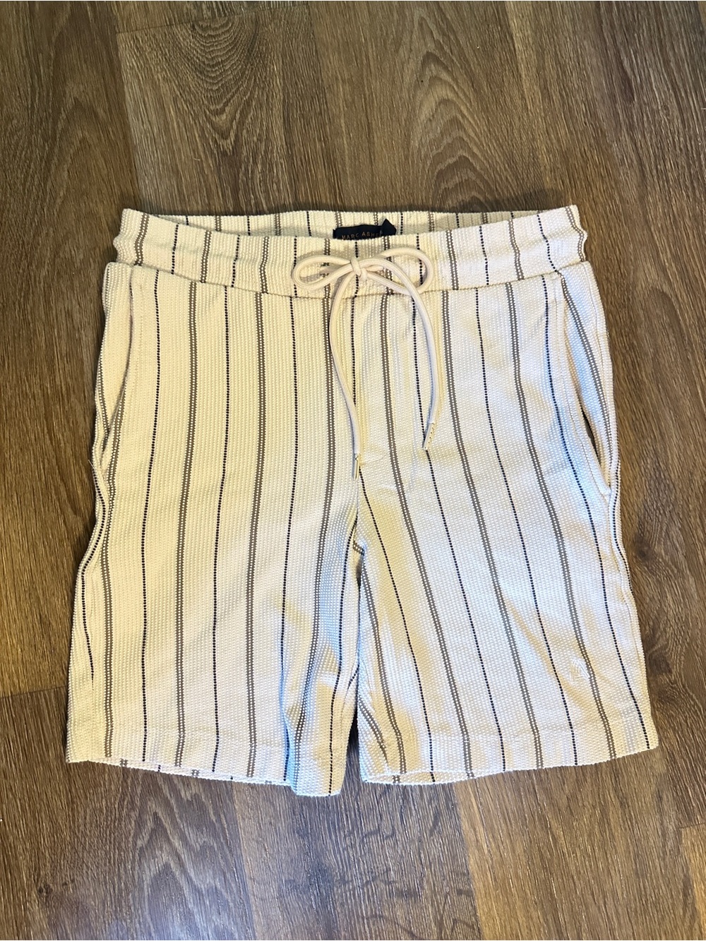 Marc Asher Cream, Textured Stripe Swim Trunks